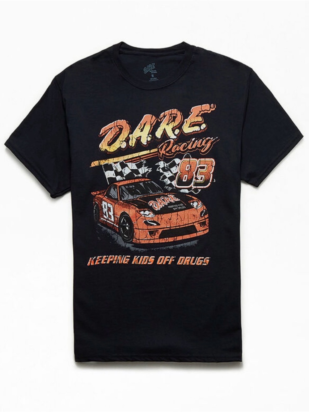 NWOT D.A.R.E. Anti Drug Checkered Flag Racing T Shirt Mens Size Medium w/FLAW